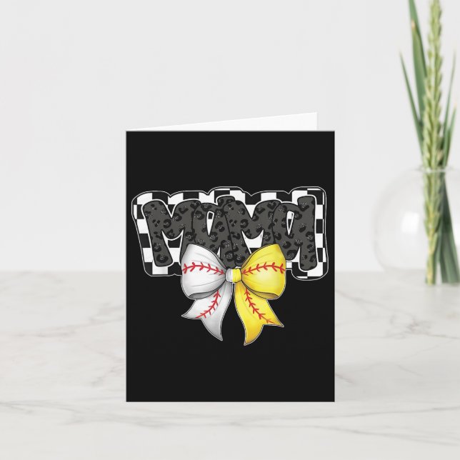 Mama Coquette Bow Game Day Baseball Softball Cheer Card (Front)