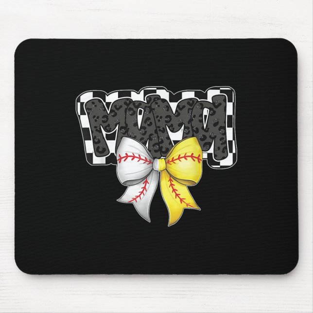 Mama Coquette Bow Game Day Baseball Softball Cheer Mouse Pad (Front)