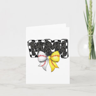 Mama Coquette Bow Game Day Bysebyll Softbyll Cheer Card