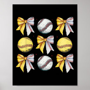 Mama Coquette Bow Game Day Bysebyll Softbyll Cheer Poster