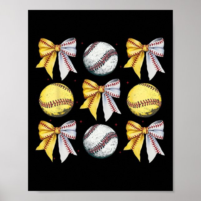 Mama Coquette Bow Game Day Bysebyll Softbyll Cheer Poster (Front)