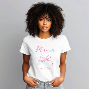 Mama   Coquette Pink Bow and Script T-Shirt