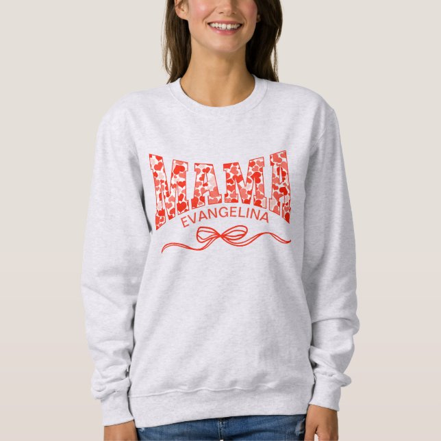 MAMA Coquette Valentine's Day Hearts Personalised Sweatshirt (Front)