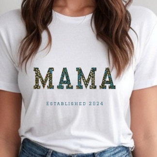Mama customised year - trendy floral T-Shirt
