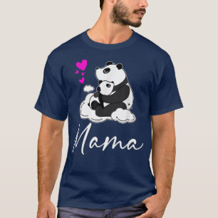 Mama Cute Baby Panda Bear Mothers Day Mama Heart  T-Shirt