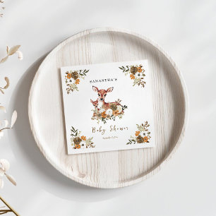mama deer and baby deer baby shower  napkin