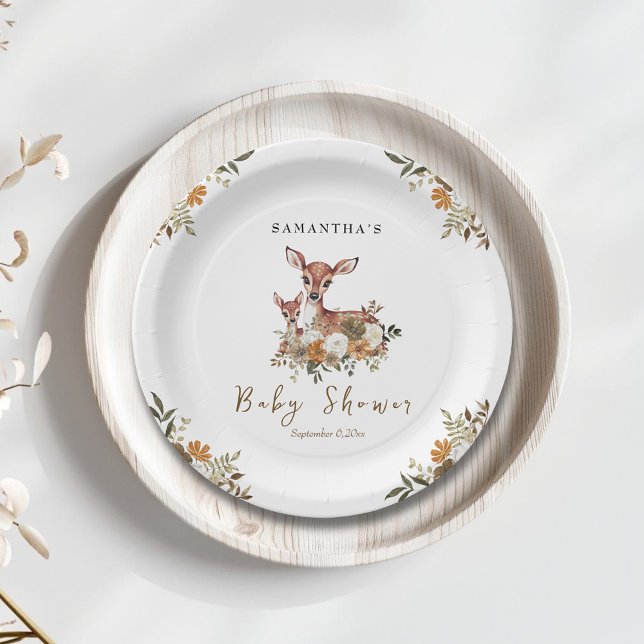 mama deer and baby deer baby shower  paper plate (Creator Uploaded)