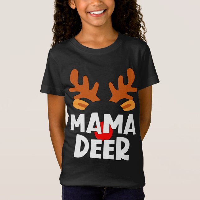 Mama Deer Matching Family Tribe Christmas Reindeer T-Shirt (Front)