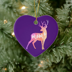 Mama Deer Watercolor Ceramic Ornament
