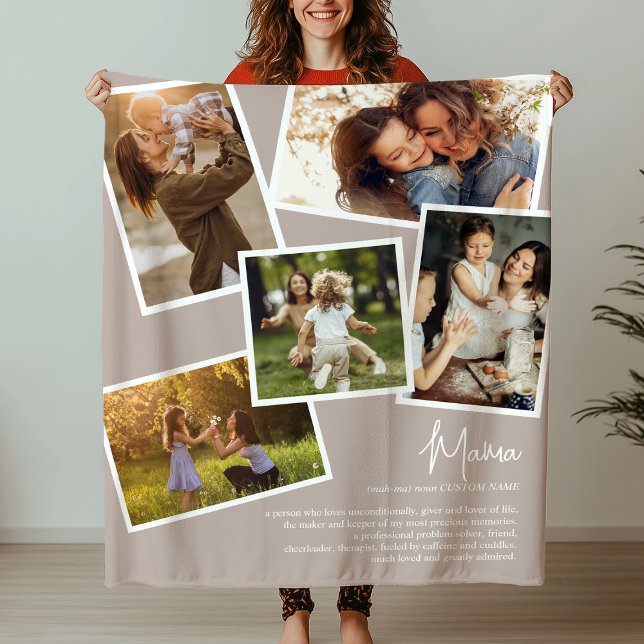 Mama Definition Precious Memories Photo Collage Fleece Blanket (Creator Uploaded)