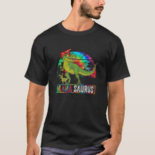 Mama Dinosaur Funny Dad Mamasaurus 2 Two Kids 2022 T-Shirt