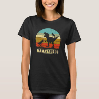 Mama Dinosaur Mamasaurus 2 Two Kids Family Christm T-Shirt