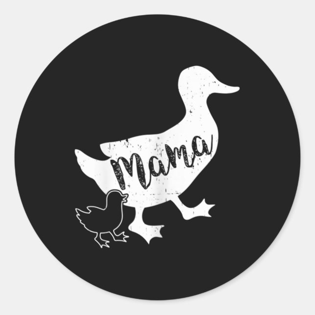 Mama Duck and 1 Baby Duckling Fun Mum   Classic Round Sticker (Front)