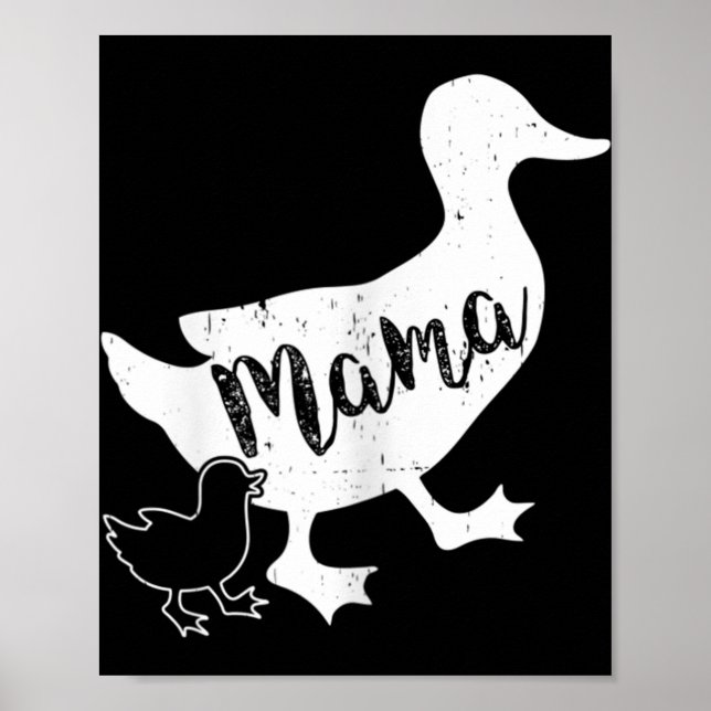 Mama Duck and 1 Baby Duckling Fun Mum   Poster (Front)