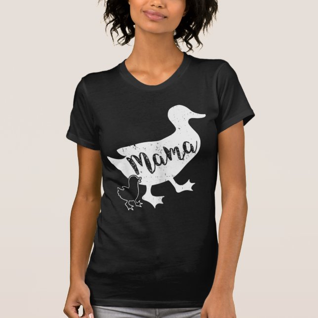 Mama Duck and 1 Baby Duckling Fun Mum   T-Shirt (Front)