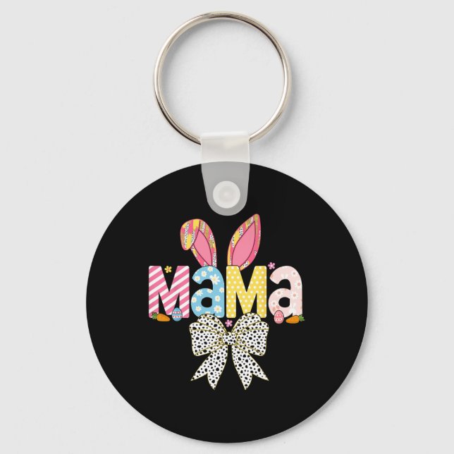 Mama Easter Coquette Bow Bunny Matching Family Eas Key Ring (Front)