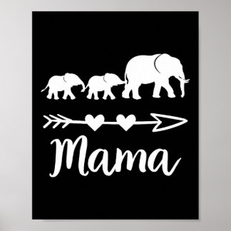 Mama Elephant 2 Bybies Kids Mum Of Two Cute Mother Poster