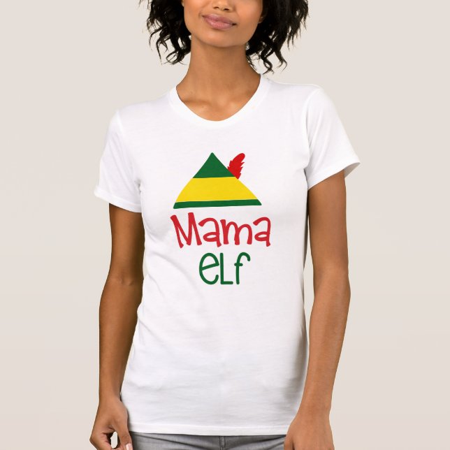 Mama Elf Christmas Holiday Family Fun T-Shirt (Front)