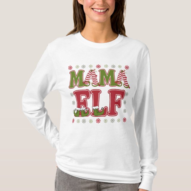 Mama Elf Christmas T-Shirt (Front)