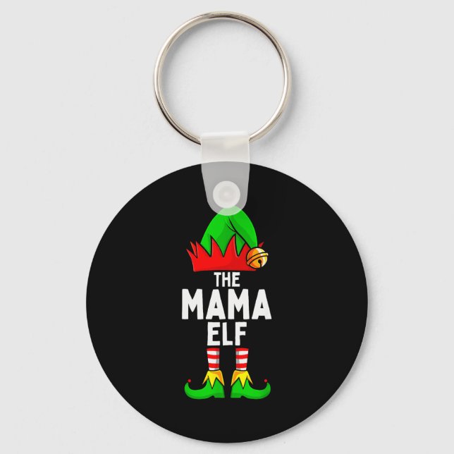 Mama Elf Matching Family Christmas Women  Key Ring (Front)