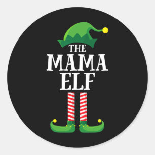 Mama Elf Matching Family Group Christmas Party Mum Classic Round Sticker