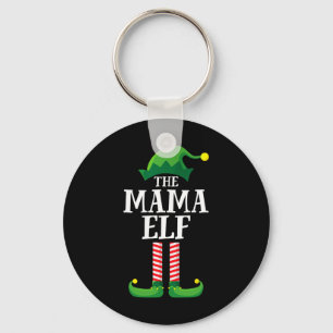 Mama Elf Matching Family Group Christmas Party Mum Key Ring