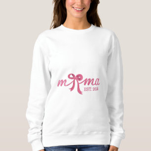 Mama Est 2025 Hot Pink Bow Coquette Mother Day Sweatshirt