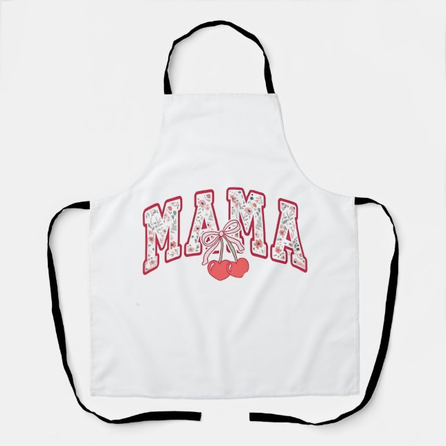 Mama est 2025 Mothers Day Coquette bow Apron (Front)