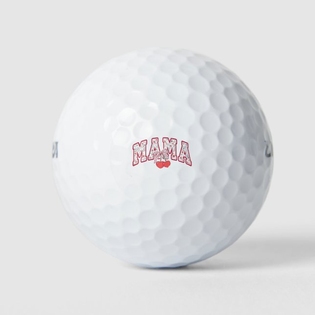 Mama est 2025 Mothers Day Coquette bow Golf Balls (Front)