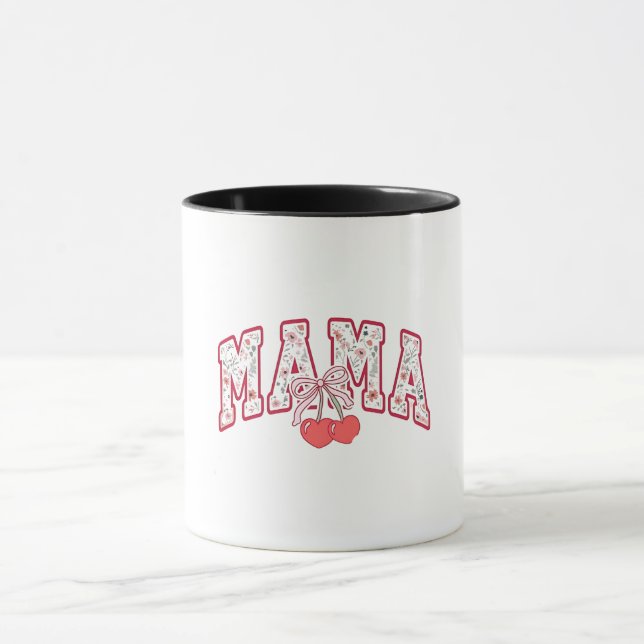 Mama est 2025 Mothers Day Coquette bow Mug (Center)
