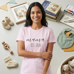 Mama Est. 2026 Mum To Be Minimalist Personalised  T-Shirt