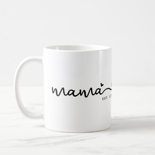Mama Est. Chic Script Mother's Day Gift Coffee Mug (Left)