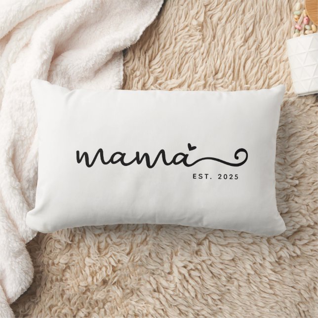 Mama Est. Chic Script Mother's Day Gift Lumbar Cushion (Blanket)