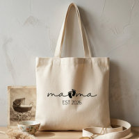 Mama Est Year Clean Minimal Script Footprint Art