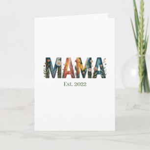 Mama Est Year Floral Wildflower Mother Gift Card