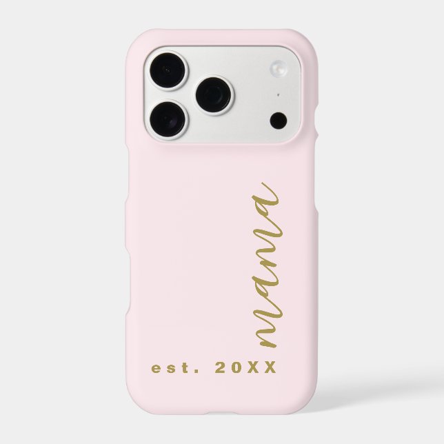 Mama Est. Year Pastel Pink Gold Minimal Keepsake (Back)