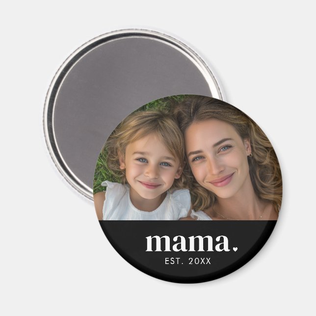Mama Established Black White Modern Photo  Magnet (Front/Back)
