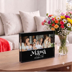 Mama Established Kids Names Fun Text 3 Photo Block