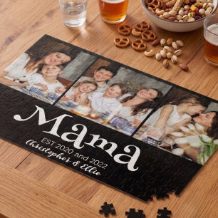 Mama Established Kids Names Fun Text 3 Photo Jigsaw Puzzle