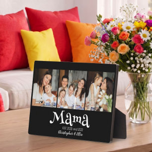 Mama Established Kids Names Fun Text 3 Photo Plaque