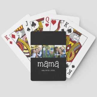 Mama Established Modern 3 Photo Playing Cards