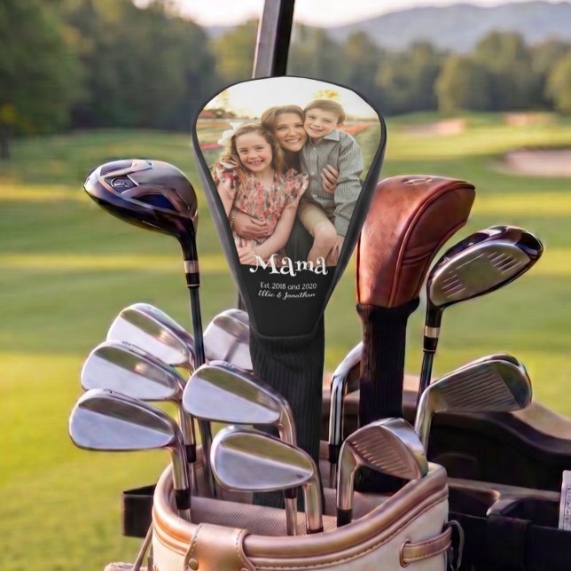 Mama Established Photo Kids Name Fun Text Golf Head Cover (Creator Uploaded)