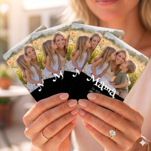 Mama Established Photo Kids Name Fun Text Playing Cards