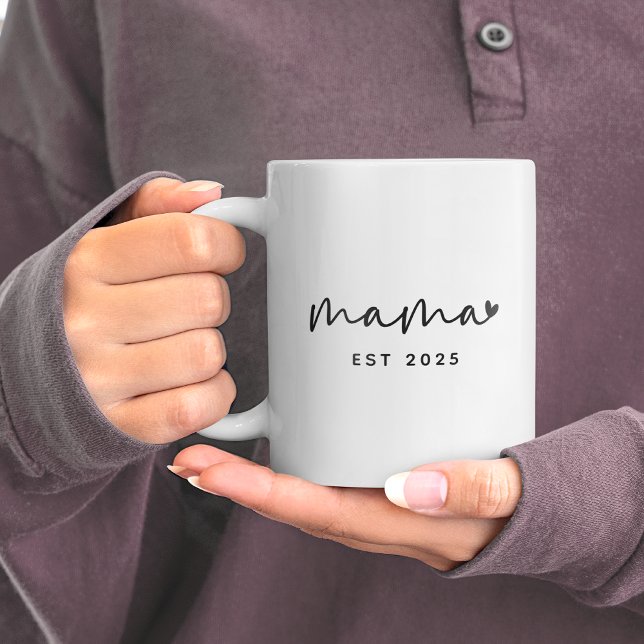 Mama Established Year Simple Heart Mom Gift Coffee Mug (Creator Uploaded)