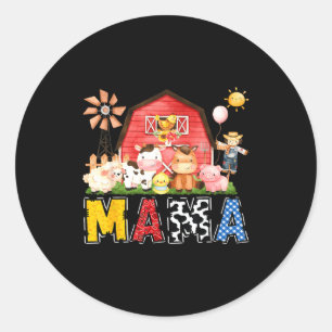 Mama Farm Cow Birthday Boy Matching Family Party Classic Round Sticker