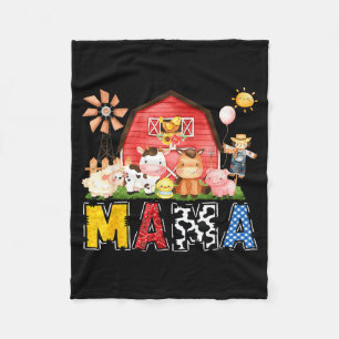 Mama Farm Cow Birthday Boy Matching Family Party  Fleece Blanket