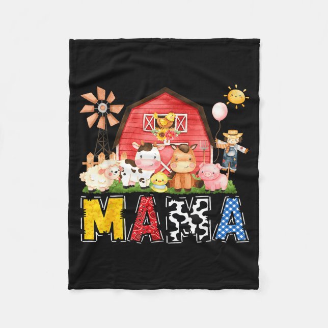 Mama Farm Cow Birthday Boy Matching Family Party  Fleece Blanket (Front)