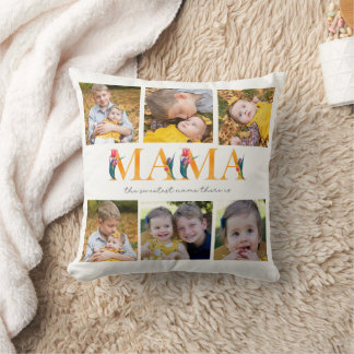 Mama Floral Custom Photo Tulips Cushion