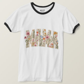 MAMA Floral Embroidery – Vintage Botanical Flower T-Shirt