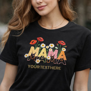 Mama Floral Mother's Day Custom Name Poppy & Daisy Tri-Blend Shirt